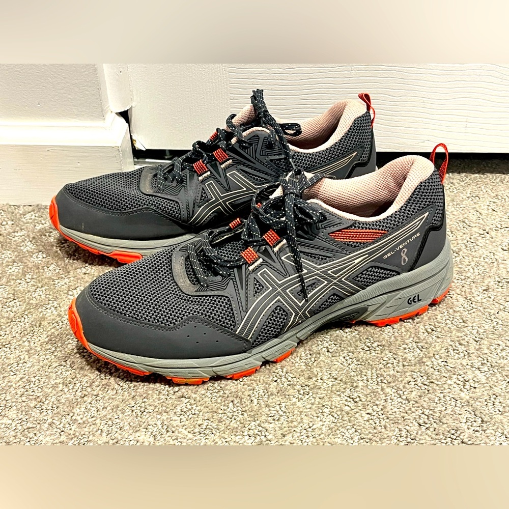 Asics Gel-Venture 8 Gray Orange Running Shoes Women’s Sz 11 EUC Running GYM